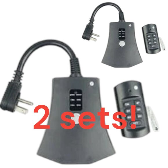 Holiday Time Outdoor 3-Outlet Wireless Remote with Timer (includes 2 set!) Black - Picture 1 of 3